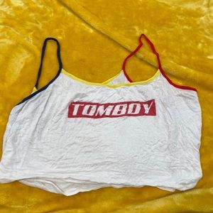 Soft white with color trims crop top